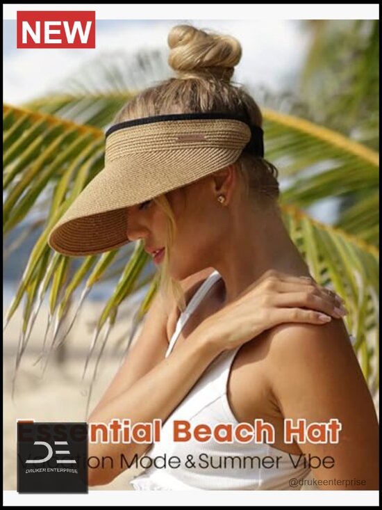 Straw Sun Visor with UPF 80+ Protection, Packable & Adjustable main image 7